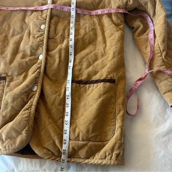 Denim&Co Vtg 90s Barn Jacket Reversible Brown Quilted and Tan Corduroy Size L - Picture 10 of 11